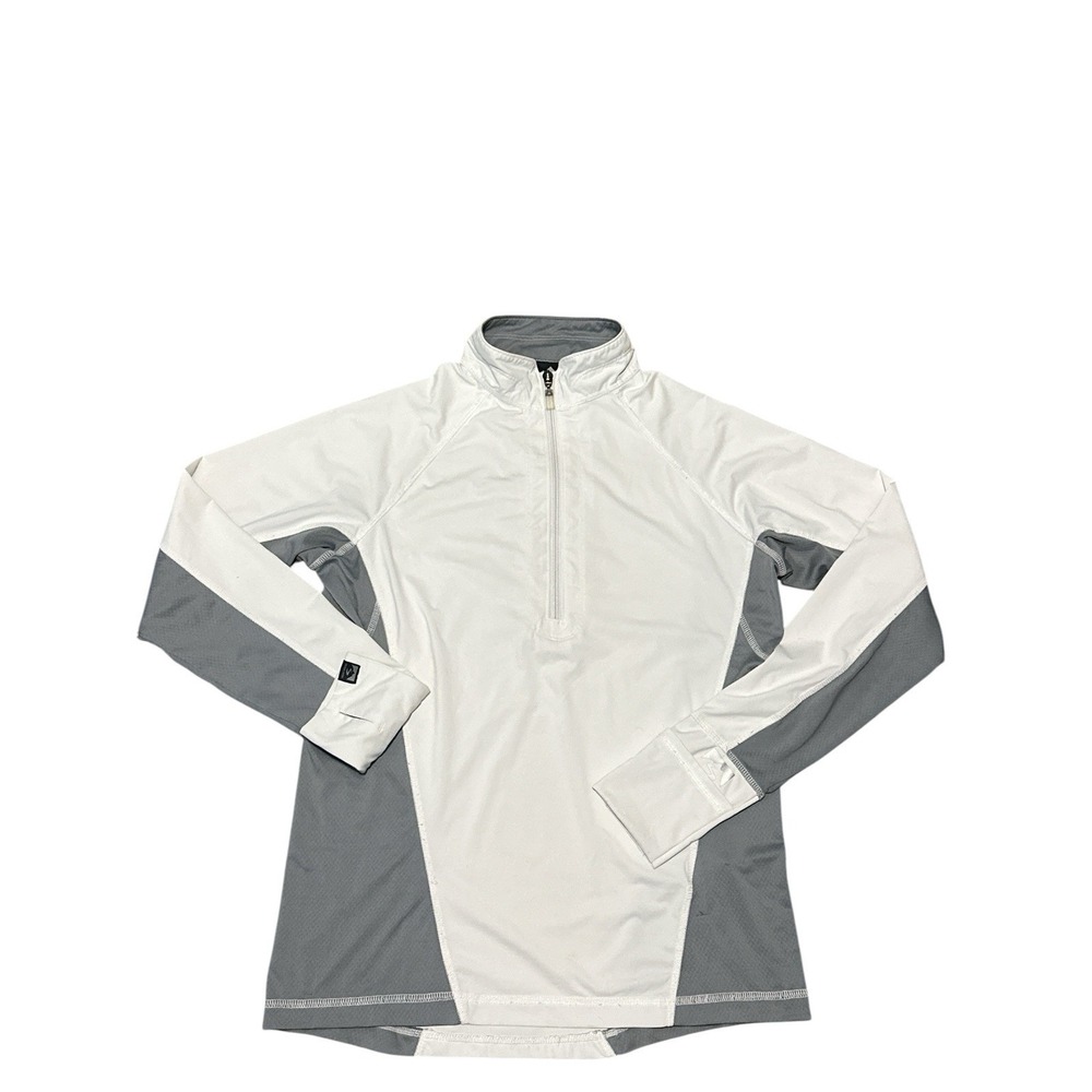 Storm Creek Women's Quarter Zip White/Gray Pullover With Thumb/Hand Cover Size M